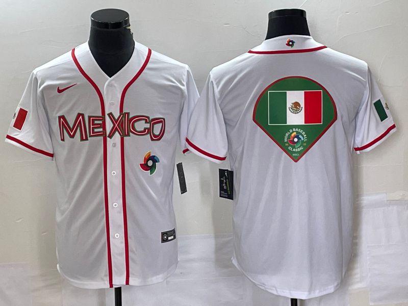 Men 2023 World Cub Mexico Blank White Nike MLB Jersey20